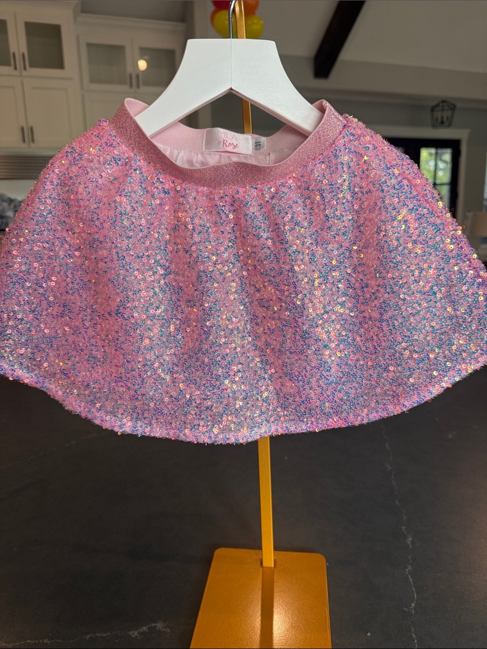 Mila & Rose Girls Pink Iridescent Sequin Sparkle Skirt 3T